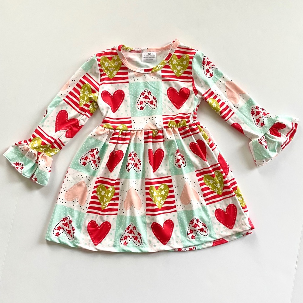 NWOT Toddler Girl Heart Patchwork Dress